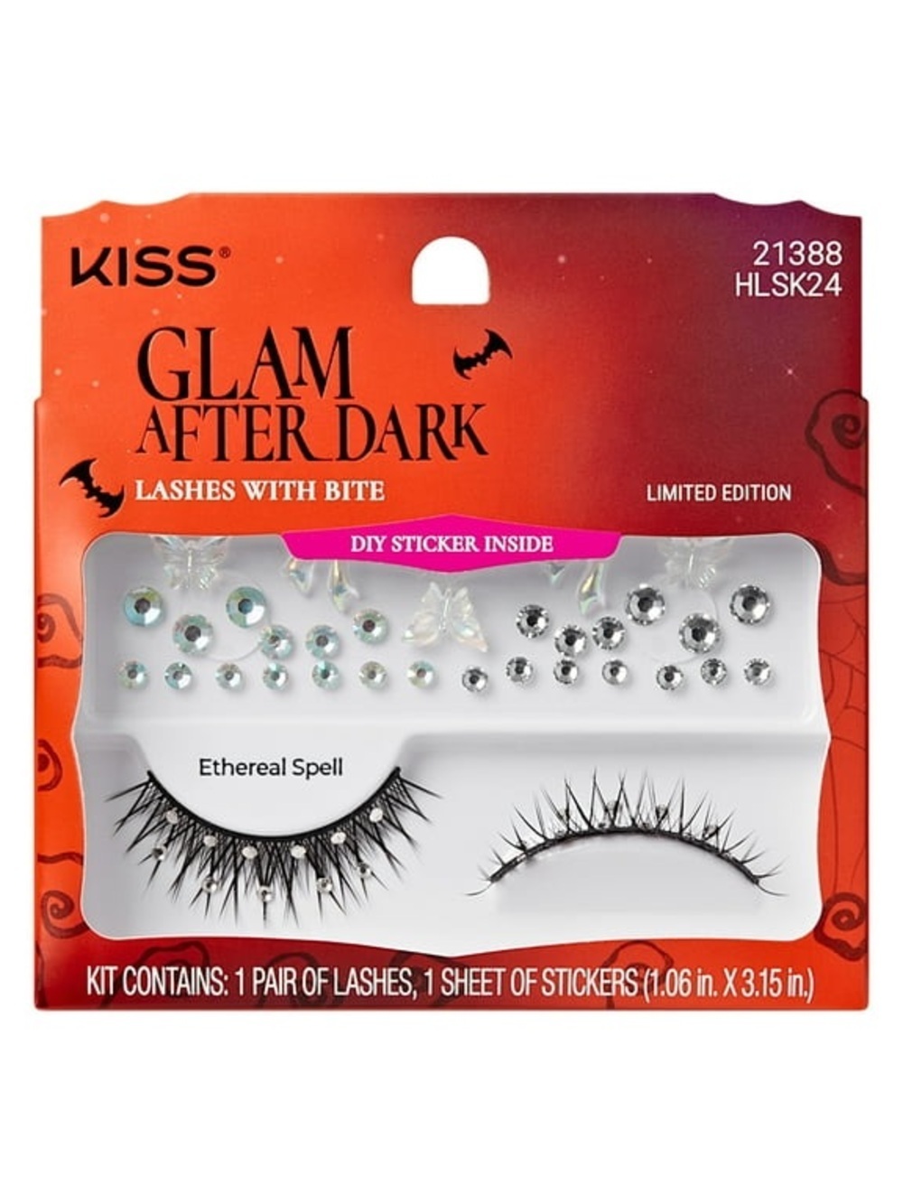 Kiss False Eyelashes in Black with Rhinestone Accents